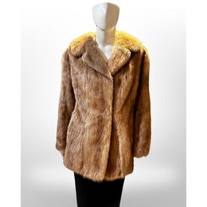 SAGA Furs Blonde Mink Jacket Notched Collar Made in England Size M